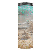 Beach Aqua Gold Glitzer Thermosbecher (Rückseite)