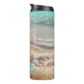 Beach Aqua Gold Glitzer Thermosbecher (Nach rechts gedreht)