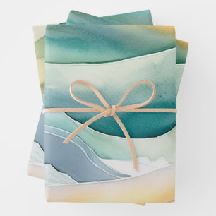 Beach Aqua Green Ocean Cream Sand Wedding Geschenkpapier Set