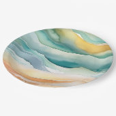 Beach Aqua Green Ocean Cream Sand Wedding Pappteller (Schrägansicht)