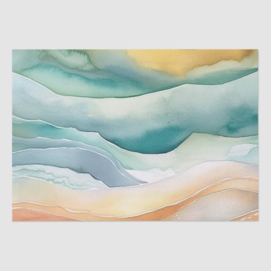 Beach Aqua Green Ocean Cream Sand Wedding Seidenpapier (Vorderseite)