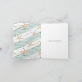 Beach Aqua Mint Starfish Streifen Danke Karte (Innenseite)