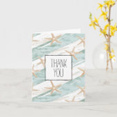 Beach Aqua Mint Starfish Streifen Danke Karte (Gelbe Blume)