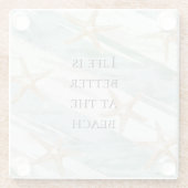 Beach Aqua Mint Starfish Streifen Hochzeit Glasuntersetzer (Rückseite)