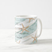 Beach Aqua Mint Starfish Streifen Kaffeetasse (VorderseiteRechts)