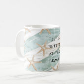 Beach Aqua Mint Starfish Streifen Kaffeetasse (Vorderseite Links)