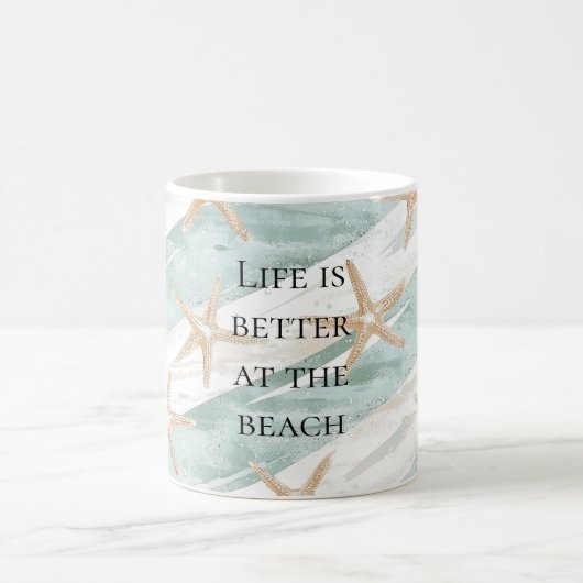 Beach Aqua Mint Starfish Streifen Kaffeetasse (Mittel)