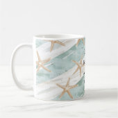 Beach Aqua Mint Starfish Streifen Kaffeetasse (Links)