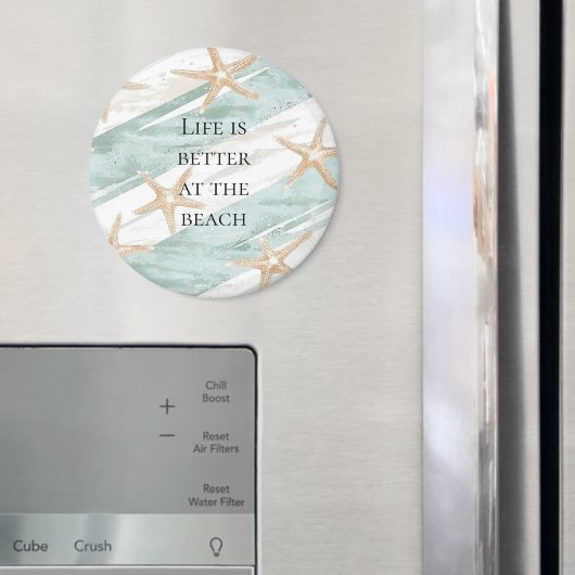 Beach Aqua Mint Starfish Streifen Magnet (In Situ (Kühlschrank))