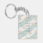 Beach Aqua Mint Starfish Streifen Schlüsselanhänger (Vorderseite links)