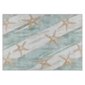 Beach Aqua Mint Starfish Streifen Schneidebrett (Vorderseite)