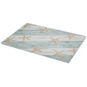 Beach Aqua Mint Starfish Streifen Schneidebrett (Ecke)