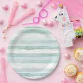 Beach Aqua Mint Streifen Geburtstag Pappteller (Party)