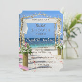 Beach Arbor Bloral Brautparty Einladung (Stehend Vorderseite)