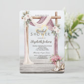 Beach Arbor Cowboy Boots Hat Bridal Shower  Einladung (Stehend Vorderseite)