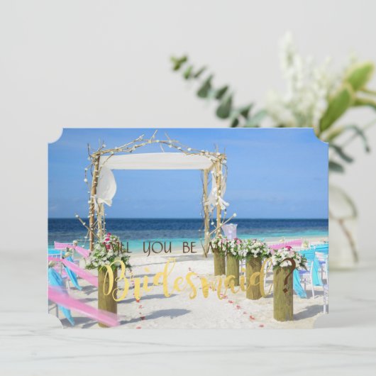 Beach Arbor Floral Bridesmaid Card Einladung (Stehend Vorderseite)