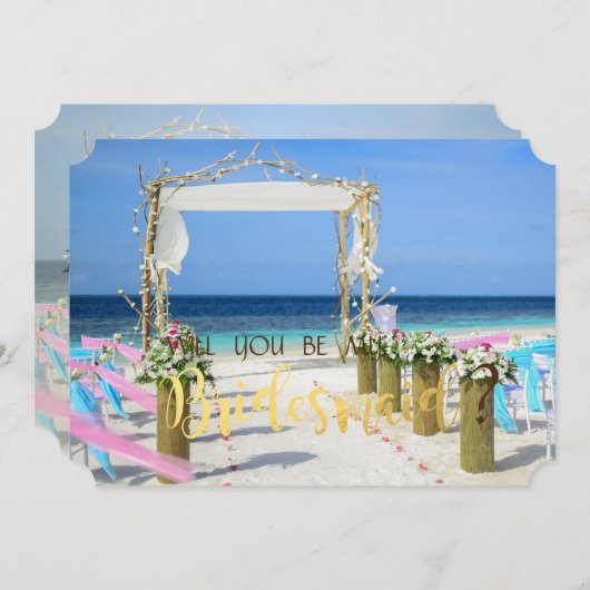 Beach Arbor Floral Bridesmaid Card Einladung (Vorne/Hinten)
