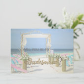 Beach Arbor Floral Wedding Bridesmaid Card Einladung (Stehend Vorderseite)