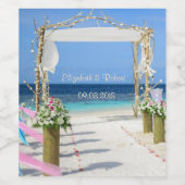 Beach Arbor Floral Wedding Weinetikett (Einzelnes Label)