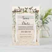 Beach Arbor Hochzeit Speichern Sie das Datum der E Einladung (Stehend Vorderseite)