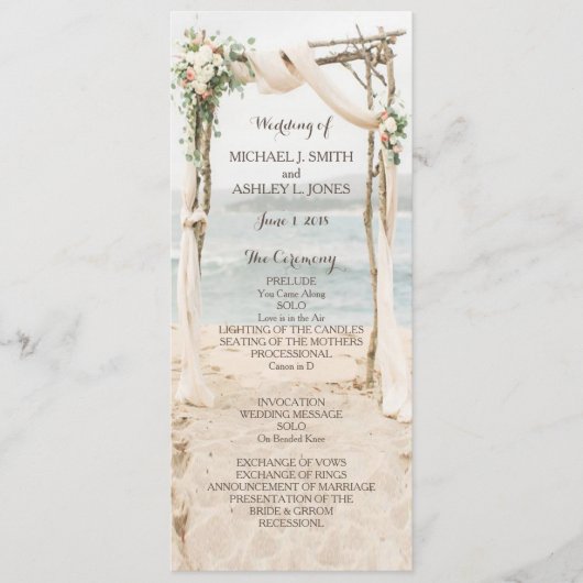 Beach-Arbor-Hochzeitsprogramm Programm (Vorderseite)