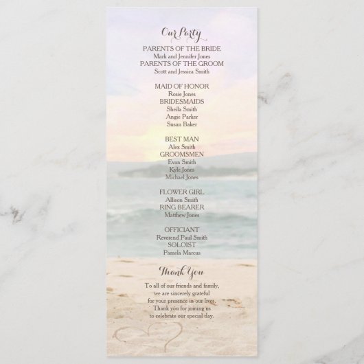 Beach-Arbor-Hochzeitsprogramm Programm (Rückseite)