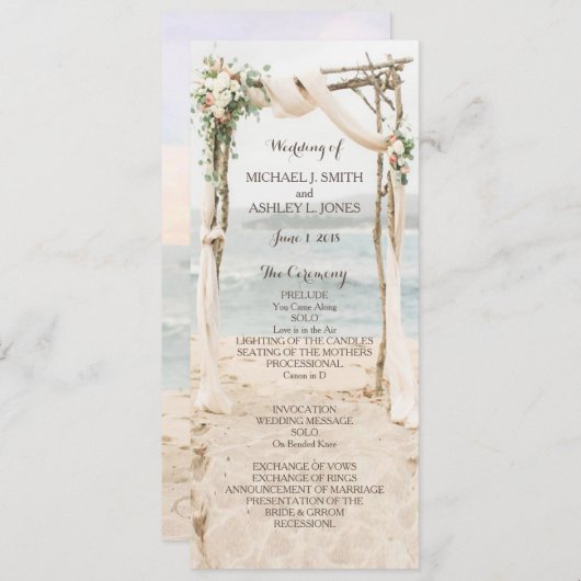 Beach-Arbor-Hochzeitsprogramm Programm (Vorne/Hinten)