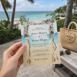 Beach Arbor Holz Arch Tropische Hochzeit Einladung