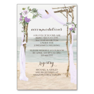 Beach Arbor Lavender Wedding Details Card Tischnummer