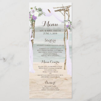 Beach Arbor Lavender Wedding Menu Card Menükarte