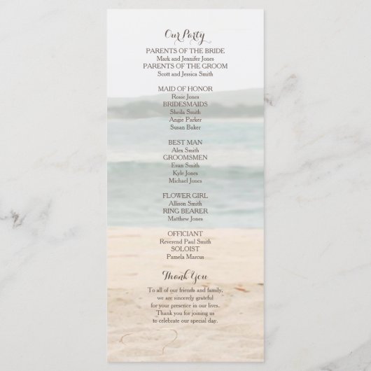 Beach Arbor Lavender Wedding Programm (Rückseite)