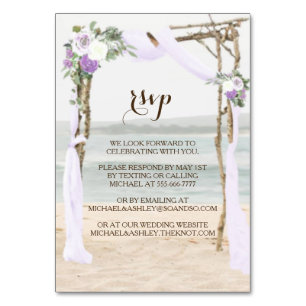 Beach Arbor Lavender Wedding RSVP Card No Envelope Tischnummer