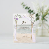 Beach Arbor Lavender Wedding RSVP Postcard Einladungspostkarte (Stehend Vorderseite)