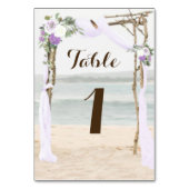 Beach Arbor Lavender Wedding Tischnummer Cards (Rückseite)