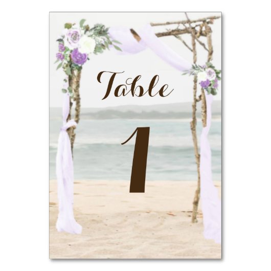 Beach Arbor Lavender Wedding Tischnummer Cards (Vorderseite)
