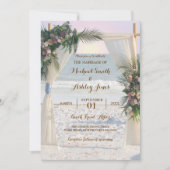 Beach Arbor Rose Tropical Blätter Sunset Wedding i Einladung (Vorderseite)