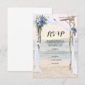 Beach Arbor Sunset Blue Orchid Wedding RSVP Card Karte (Vorne/Hinten)