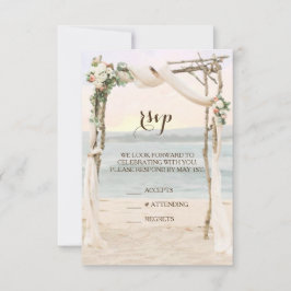 Beach Arbor Sunset Wedding RSVP Card Karte