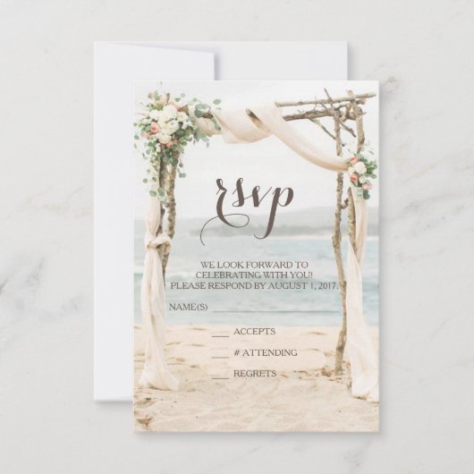 Beach Arbor Wedding RSVP Karte (Vorderseite)