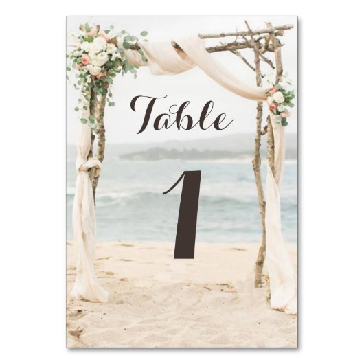 Beach Arbor Wedding Tischnummer Card (Rückseite)