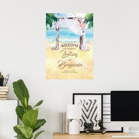 Beach Arbor Wedding Welcome Sign Poster (Heimbüro)