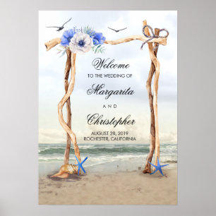 Beach Arbor Wedding Welcome Sign Poster