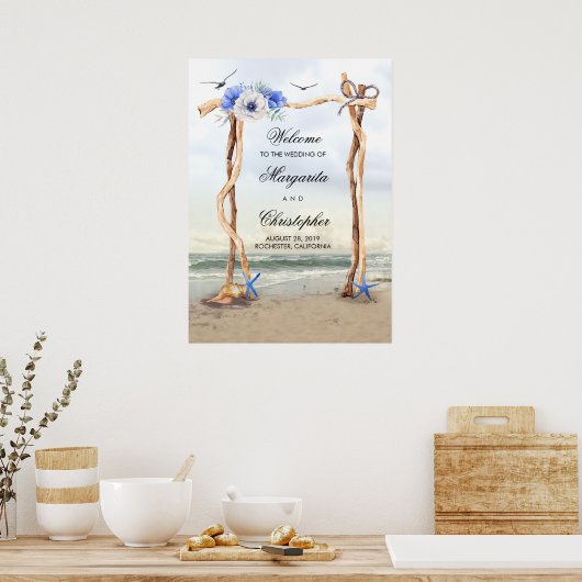 Beach Arbor Wedding Welcome Sign Poster (Küche)