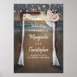 Beach Arbor Wedding Welcome Sign Poster