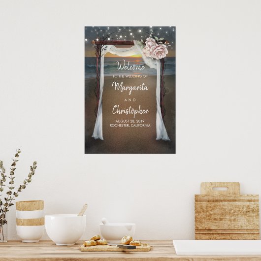 Beach Arbor Wedding Welcome Sign Poster (Küche)