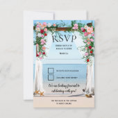 Beach Arbour mit Rose Hochzeitsrampe Einladung (Vorderseite)