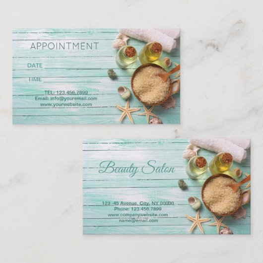 Beach Aromatherapie Massage WELLNESS-CENTER Ernenn Terminkarte (Vorne/Hinten)