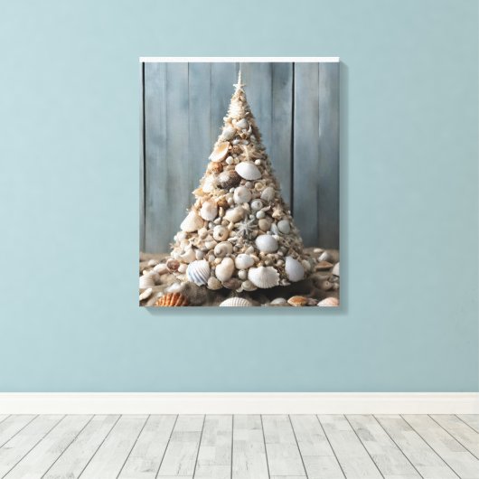 Beach Art Seashells Weihnachtsbaumdekor an der Küs Leinwanddruck (Insitu (Holzboden))