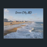 Beach at Ocean City, Maryland Postkarte<br><div class="desc">Tide rolling onto the beach at Ocean City,  Maryland in autumn</div>