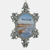 Beach at Ocean City, Maryland Schneeflocken Zinn-Ornament (Links)